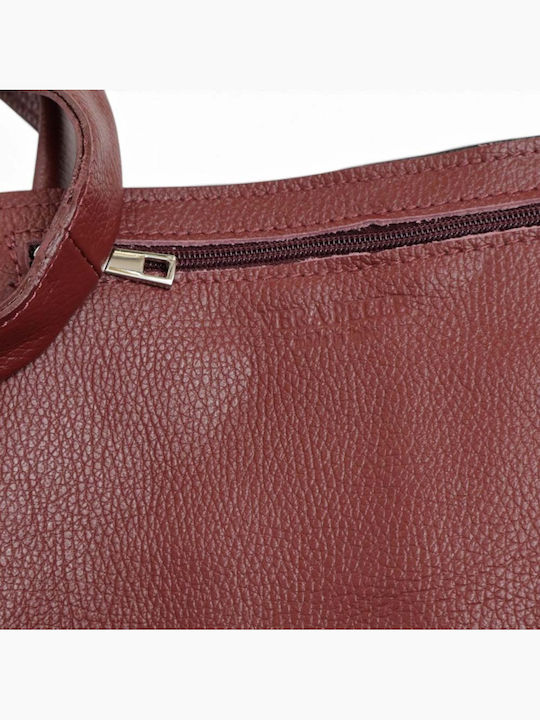 Burgundy Leather Women's Shopper Bag