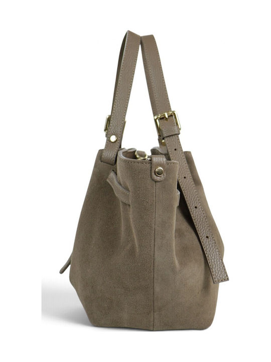 Leather Women's Shopper Bag Suede Taupe