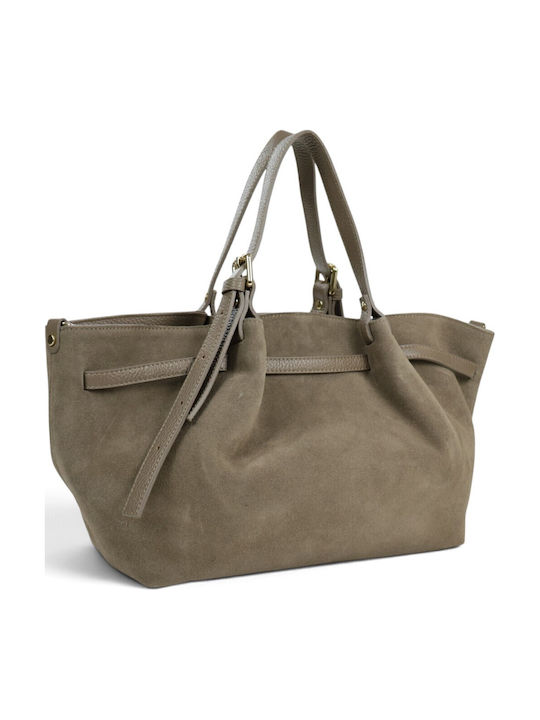 Leather Women's Shopper Bag Suede Taupe