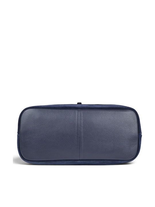 Women's Leather Shopper Bag Suede Blue