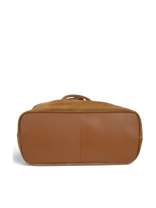Women's Leather Shopper Bag Suede Tabac Brown