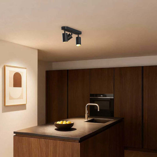 Calex Spot Triplu cu Soclu GU10 în Culoare Neagră