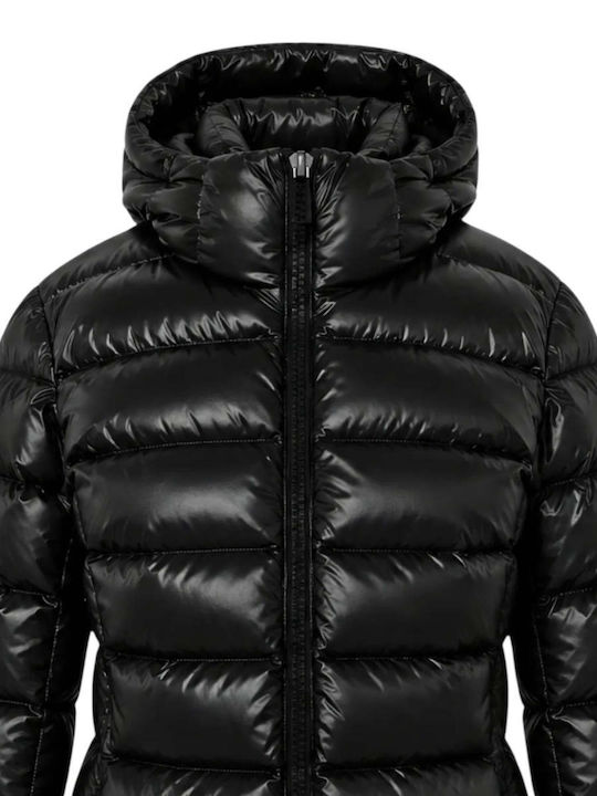 Gewebte Damen-Pufferjacke für den Winter Schwarz
