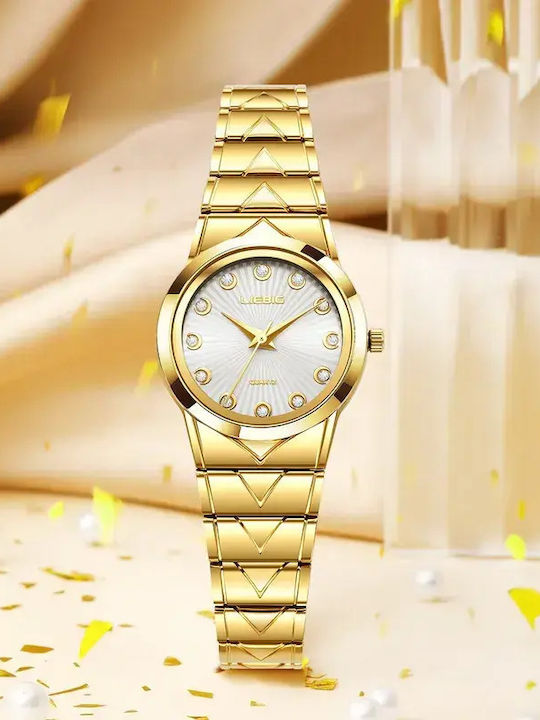Women's Battery-Powered Watch with Gold Stainless Steel Bracelet Women's Battery-Powered Watch with Gold Stainless Steel Bracelet