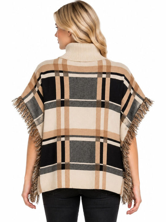 Gestricktes Damen-Poncho in Beige