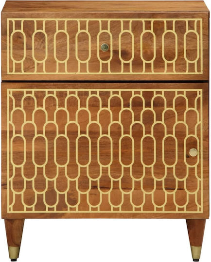 Wooden Bedside Table Brown 50x33x60cm