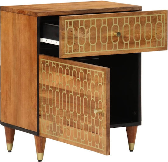Wooden Bedside Table Brown 50x33x60cm