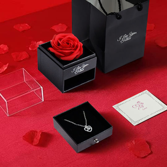 Eternal Rose Necklace Box “I Love You” 100 Languages Purple