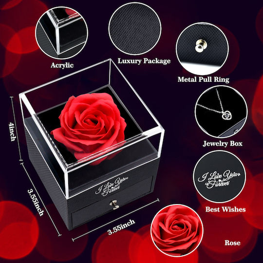 Eternal Rose Necklace Box “I Love You” 100 Languages Purple