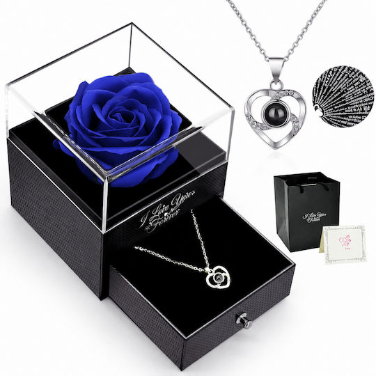 Eternal Rose Necklace Box “I Love You” 100 Languages Purple