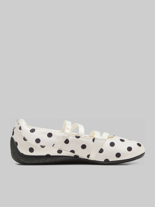 Speedcat Γυναικείες Μπαλαρίνες Sneaker-Style με Λουράκι / Μπαρέτα Λευκές