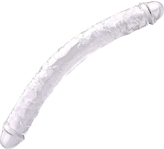 Loving Joy Διπλό Dildo με Όρχεις και Βεντούζα Διάφανο
