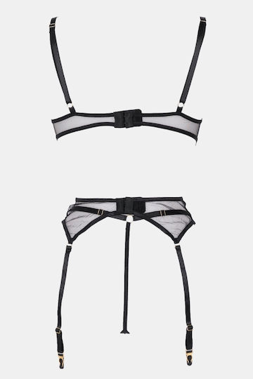 Set Εσώρουχα See Through Ζαρτιέρες & Κάλτσες Μαυρο