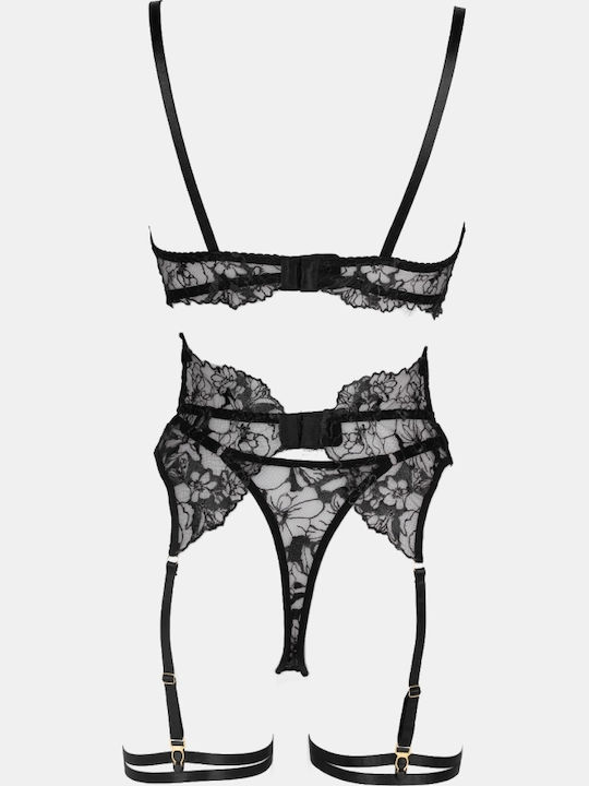 Decoro Spitzen-Dessous-Set mit schwarzem Slip