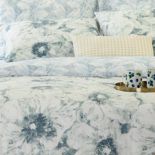 Melinen Single Duvet Set 160x240cm Lesslie Blue 350 GSM