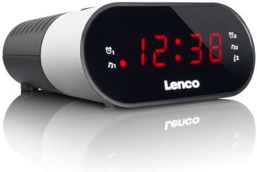 Lenco Настолен Дигитален Пластмасов Часовник с Будилник и Радио Бял CR-07PK Lenco Настолен Дигитален Пластмасов Часовник с Будилник и Радио Бял CR-07PK
