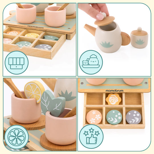 Mamabrum Teeservice-Spielzeug aus Holz, 18-teilig
