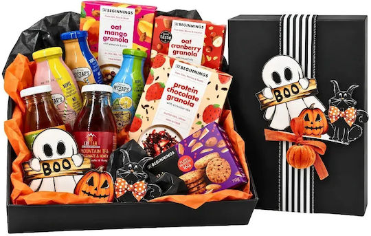 Halloween-Frühstücksbox Granola-Kekse & Bio-Getränke