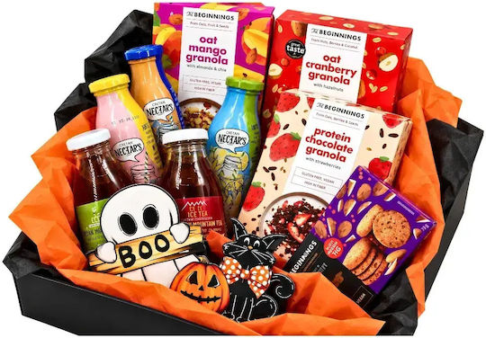 Halloween-Frühstücksbox Granola-Kekse & Bio-Getränke