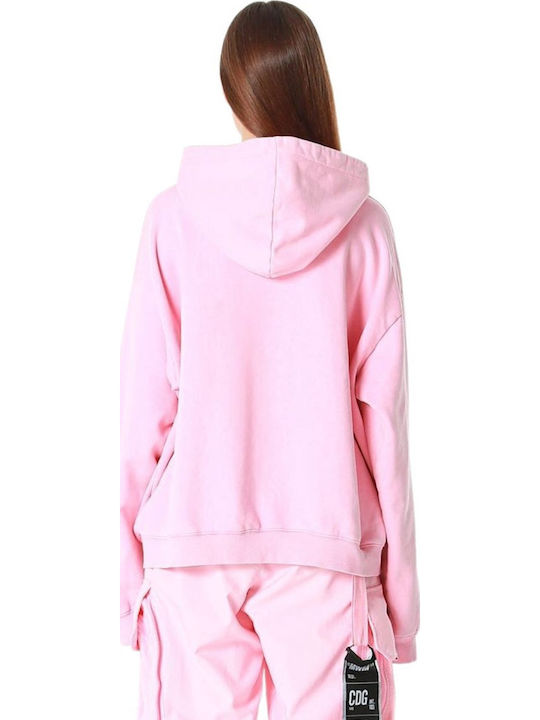 Mod Wave Movement Cropped Damen-Kapuzenpullover Pink