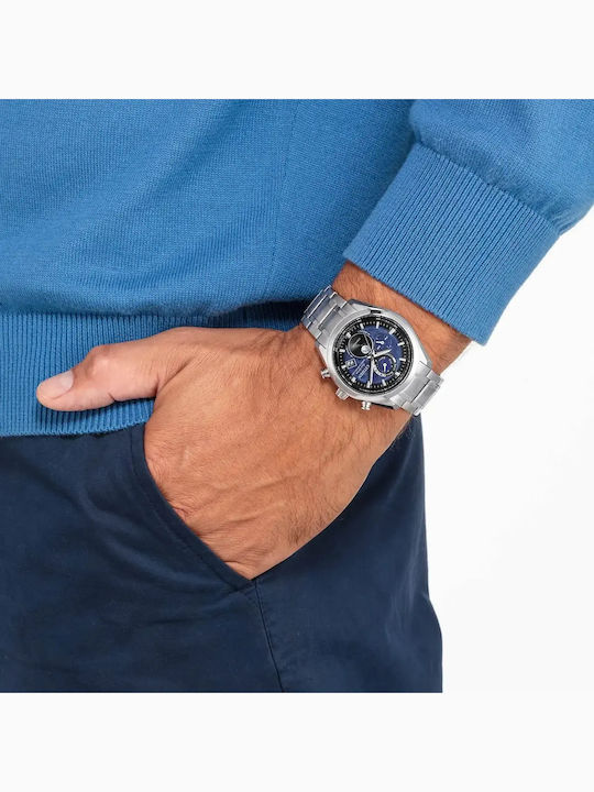 Мъжки часовник 43 mm Eco-Drive със сребриста метална верижка