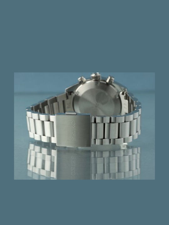 Speedtimer Мъжки Часовник 39mm Хронограф със Слънчев Механизъм и Сребриста Стоманена Верижка