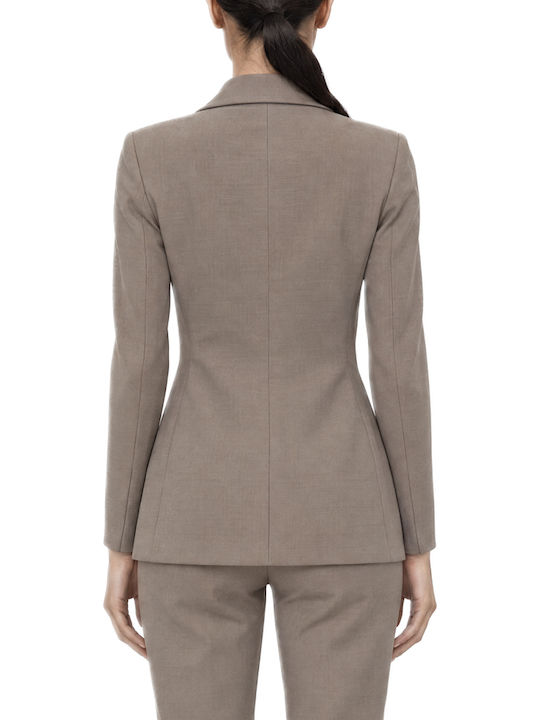 Matchbox Women's Beige Waisted Blazer