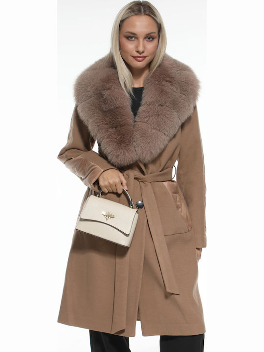 Damen-Ledertasche mit Klappe Schwarz