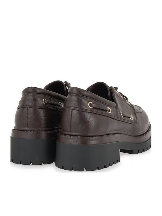 Leather Women's Boat Shoes in Brown Colour
