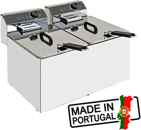 Karamco Elektrische Kommerzielle Fritteuse Doppelt 5.4kW Kapazität pro Korb 2x7lt 56x41x31.5cm