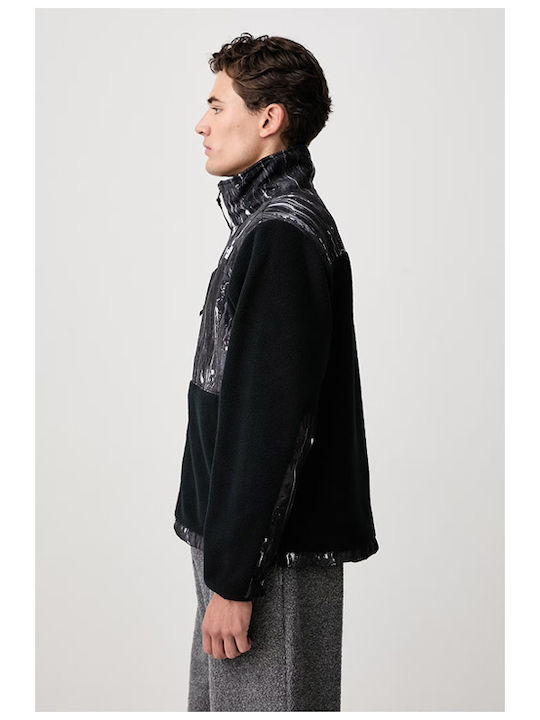 Retro Denali Bedruckte Herren-Fleecejacke Schwarz