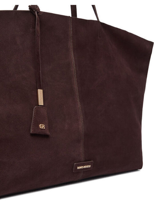 Damen-Shopper aus Wildleder in Chocolate Brown