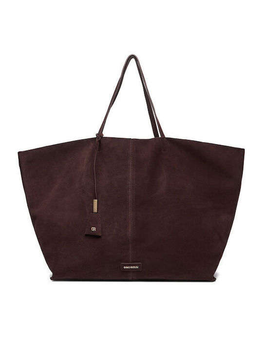 Damen-Shopper aus Wildleder in Chocolate Brown
