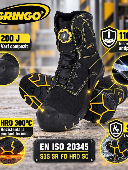 Reis Black S3S Safety Boot with FO, HRO, SR Certification