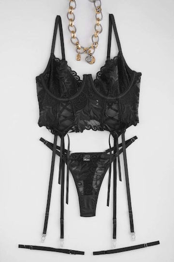 Sexy Dessous-Set Korsett Banella & Straps Schwarz