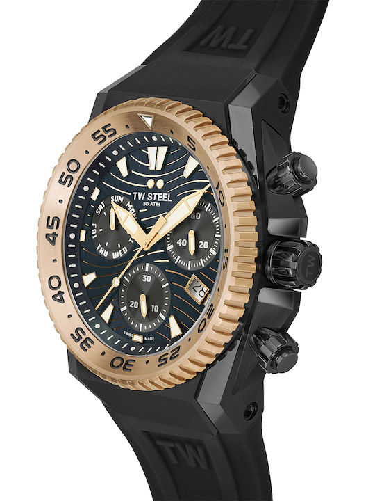 Ace Driver Herrenuhr 44mm Chronograph Batterie mit Schwarz Lederarmband