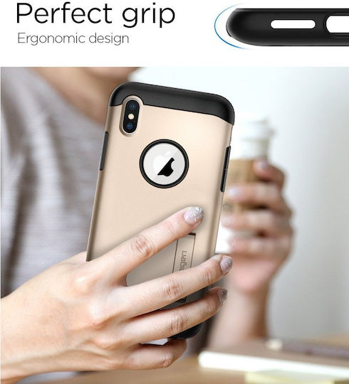 Spigen Slim Armor Задна Корица Пластмаса 1.2mm Златен iPhone X / XS