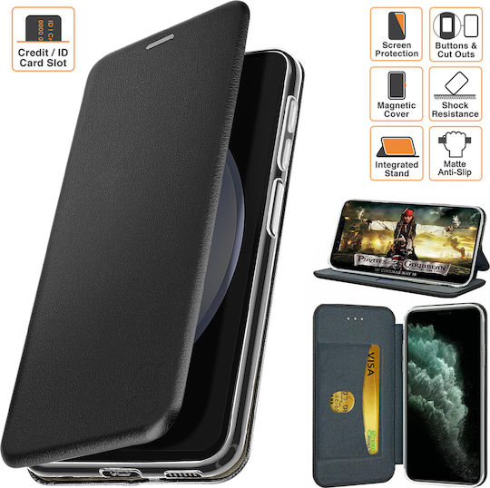 Book Piele artificială / Silicon Negru (Samsung Galaxy A20s)