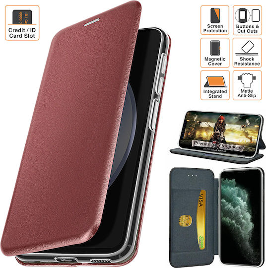 Husă Din Piele Artificială Burgundy Book Moto G22