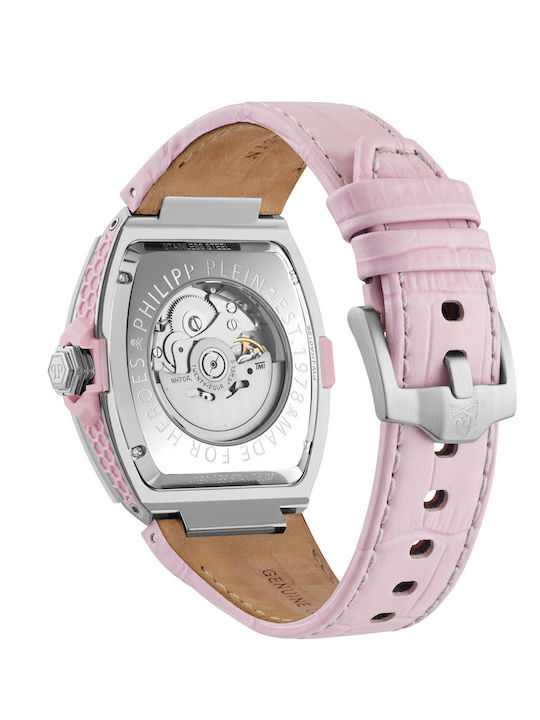 Philipp Plein Women's Watch 44mm Automatic with Pink Leather Strap