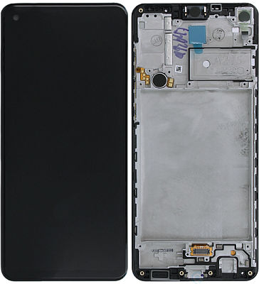 Οθόνη με Μηχανισμό Αφής και Πλαίσιο για Galaxy A21S (Μαύρο)