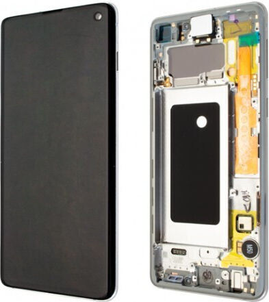 Οθόνη mit Touch-Mechanismus und Rahmen für Galaxy S10 (Weiß)