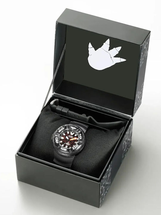 Herrenuhr 48 mm Eco-Drive mit schwarzem Kautschukarmband