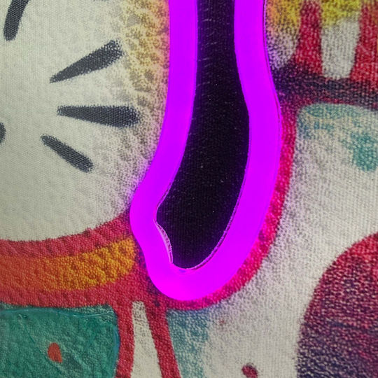 "lucky Cat" Painting Neon with LED Lighting 50x70 cm