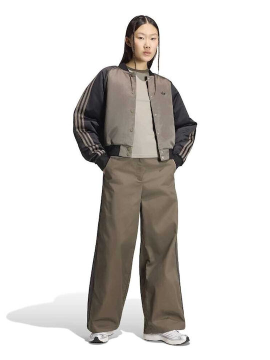 Women's Fabric Trousers in a Baggy Fit Brown