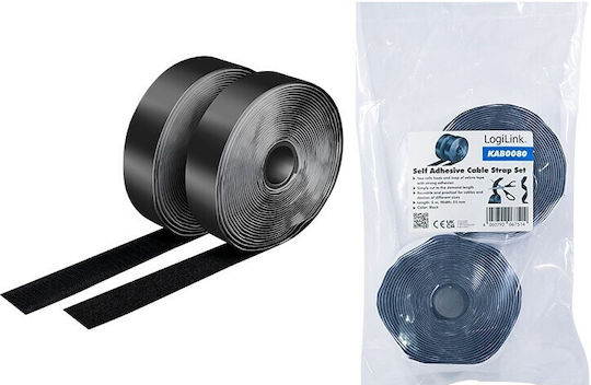 Self Adhesive Cable Strap Set 5m Black