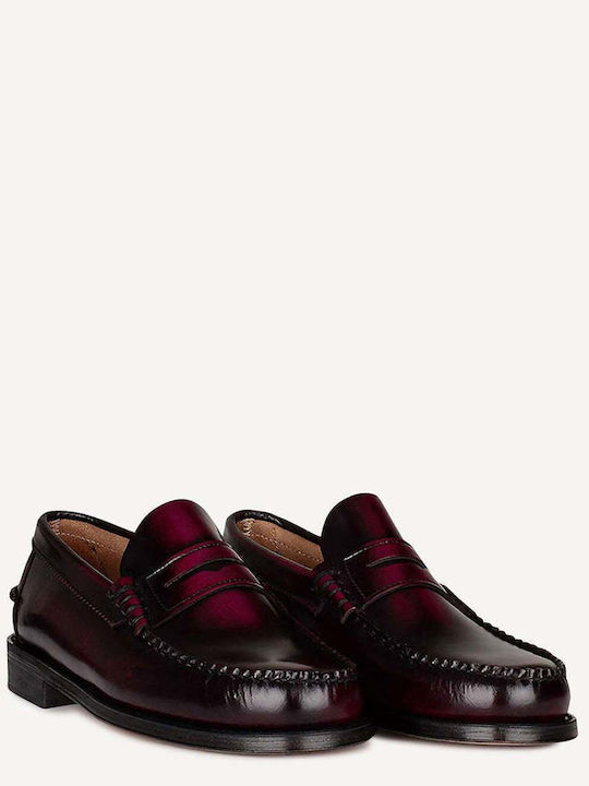 Harison 100 Men's Leather Moccasins Burgundy