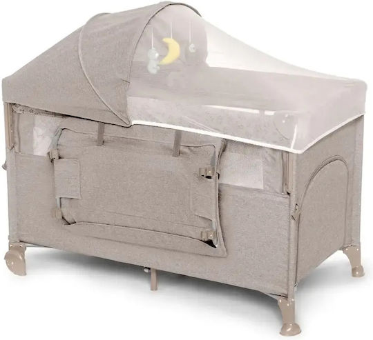 Kidnort Pătuț Pliabil Tip Țarc cu Masă de Înfășat și Saltea Bej 128x68 cm