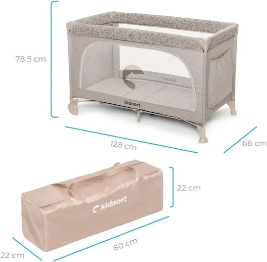 Kidnort Pătuț pliabil tip țarc cu saltea Bej 128x68cm