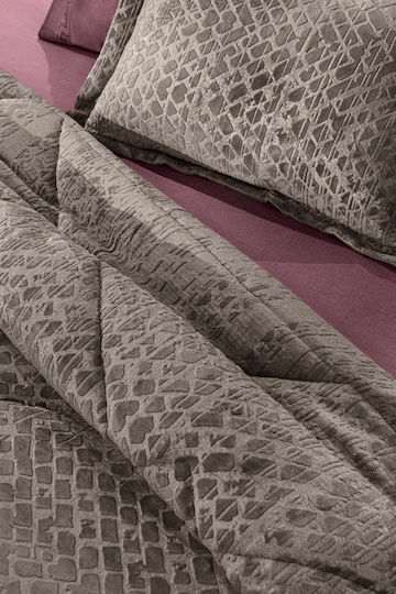 Guy Laroche Surreal Cocoa Sherpa Comforter Double 240x240cm